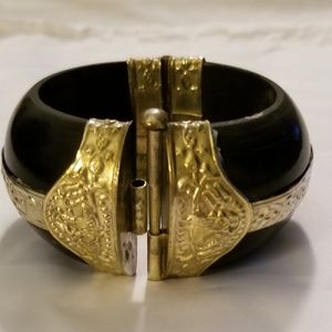 Black Wood and Metal Bracelet